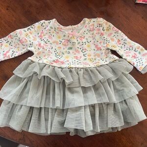 Floral Long Sleeve Dress with Tulle Skirt 9 months